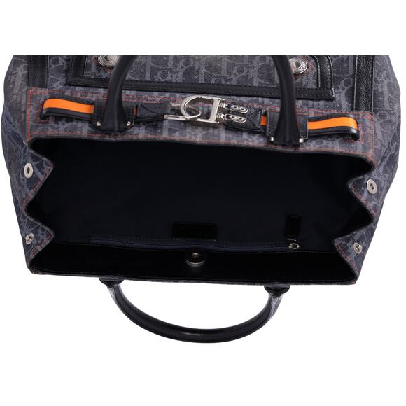 Christian Dior Flight Handbag Dark Gray Orange Multi Denim Leather - Picture 8 of 9